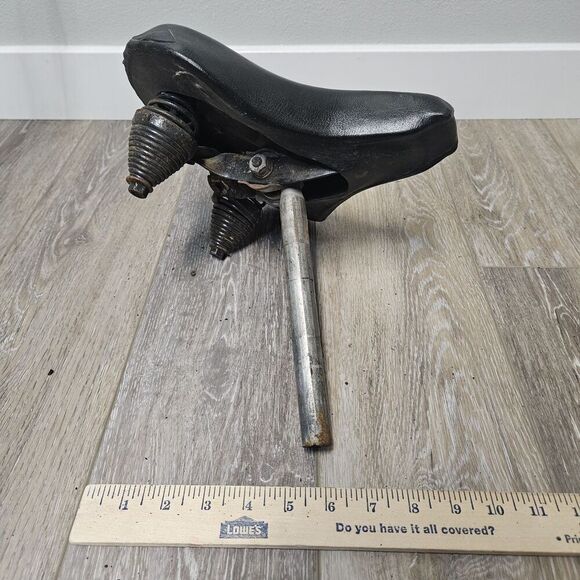 Mesinger Vintage Bicycle Spring Seat Wide Comfort Black Leather Cruiser Retro - Picture 2 of 8